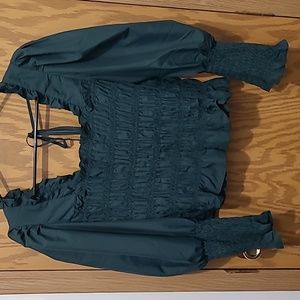 Milk&Honey XL Forest Green Long-Sleeve crop top Blouse